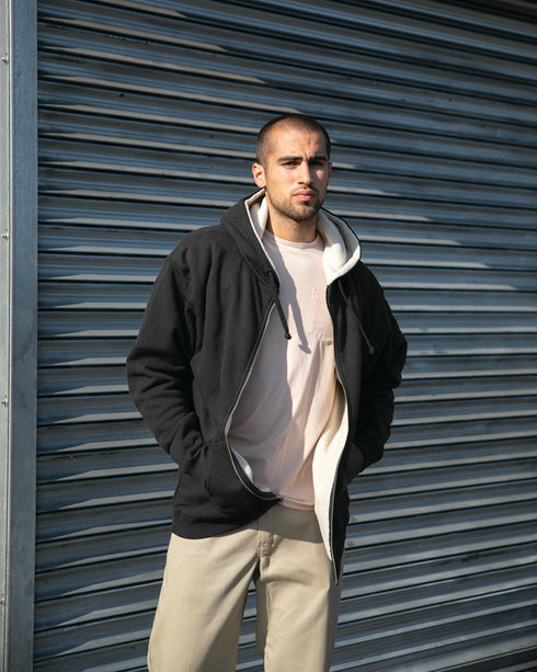 Sherpa Lined Zip Hooded Sweatshirt
