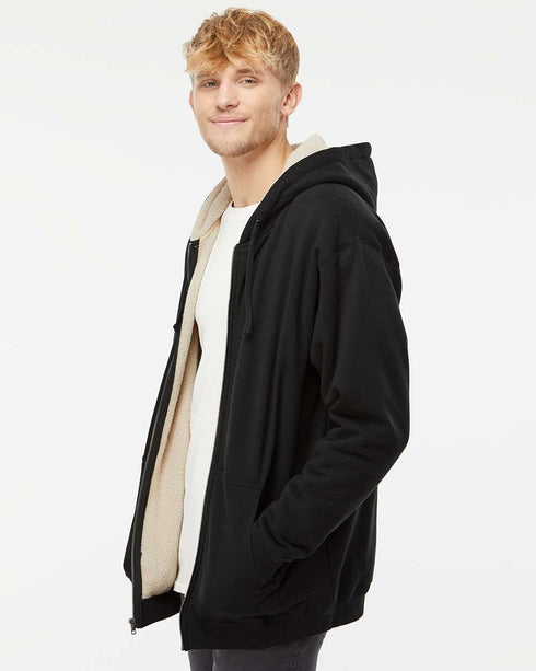 Sherpa Lined Zip Hooded Sweatshirt