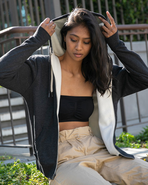 Unisex Heavyweight Sherpa Lined Heather Zip Hood