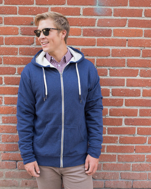 Unisex Heavyweight Sherpa Lined Heather Zip Hood