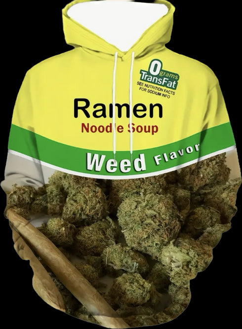 Ramen Weed 3D Graphic Pattern Print Hoodie.