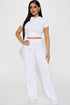 Petite Sabrina Terry Cloth Pant Set - White