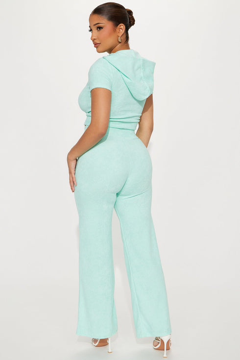Petite Sabrina Terry Cloth Pant Set - Mint