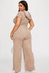 Petite Sabrina Terry Cloth Pant Set - Taupe