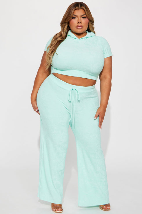 Petite Sabrina Terry Cloth Pant Set - Mint