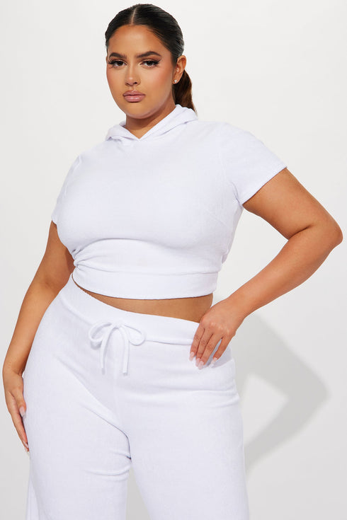 Petite Sabrina Terry Cloth Pant Set - White