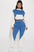Flora Color Block Lounge Hoodie - Blue/combo