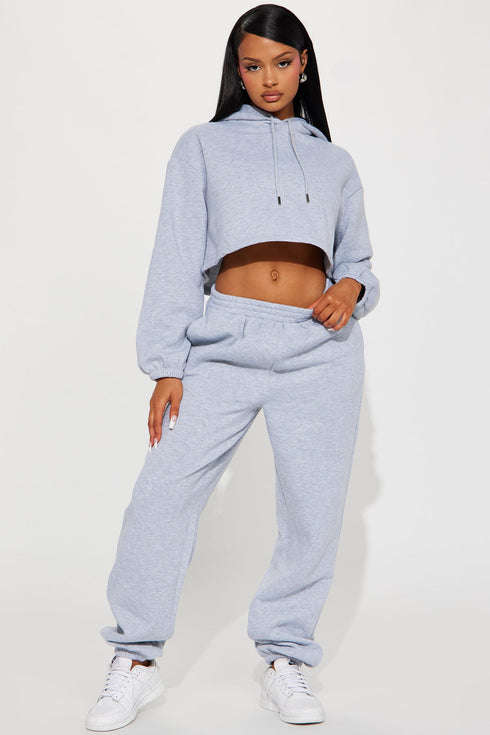 Find Out Fleece Jogger Set - Heather Grey