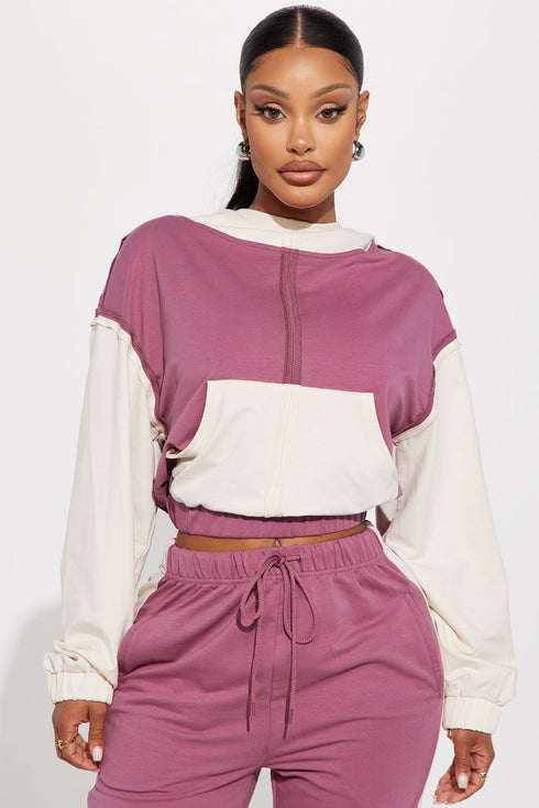 Flora Color Block Lounge Hoodie - Purple/combo