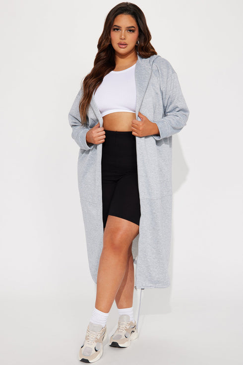 Nonstop Flights Oversized Jacket - Heather Grey