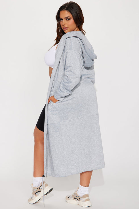 Nonstop Flights Oversized Jacket - Heather Grey