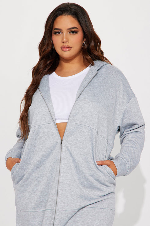 Nonstop Flights Oversized Jacket - Heather Grey