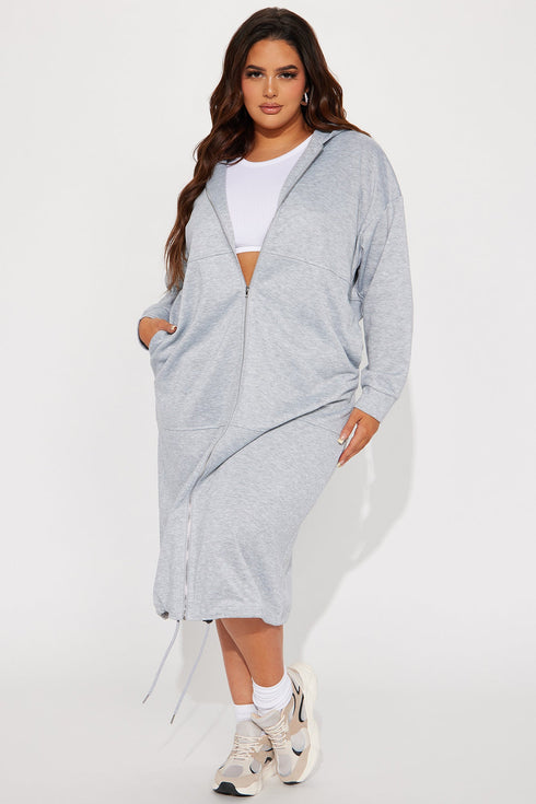 Nonstop Flights Oversized Jacket - Heather Grey