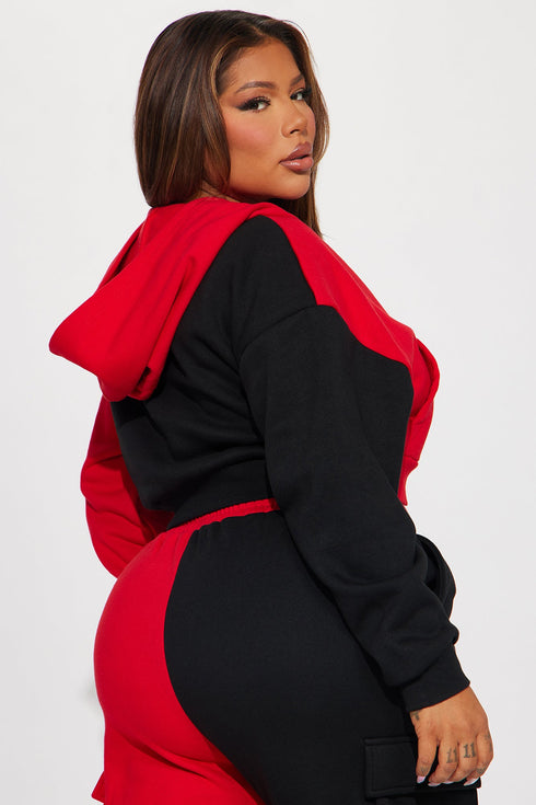 Melinda Color Block Lounge Hoodie - Red/Black