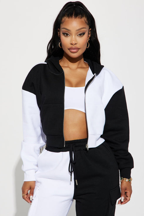 Melinda Color Block Lounge Hoodie - Black/White