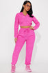Stay Focused French Terry Jogger Set - Fuchsia