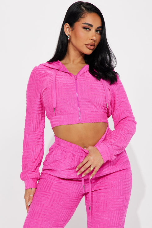 Stay Focused French Terry Jogger Set - Fuchsia
