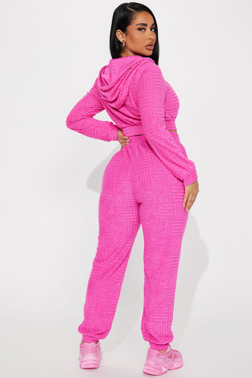 Stay Focused French Terry Jogger Set - Fuchsia