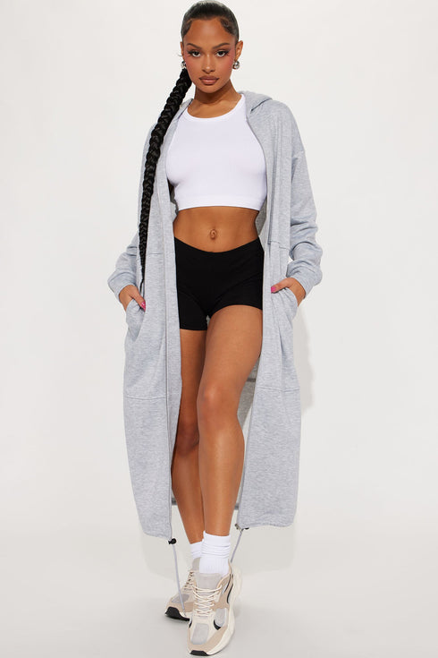 Nonstop Flights Oversized Jacket - Heather Grey