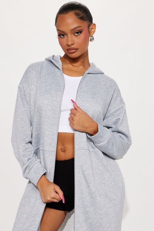 Nonstop Flights Oversized Jacket - Heather Grey