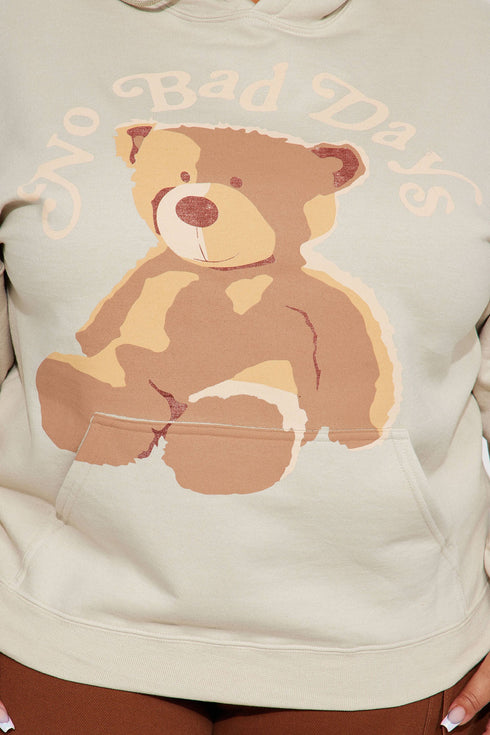 No Bad Days Teddy Bear Hoodie - Taupe