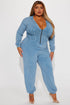 Maribel Vintage Wash Jogger Set - Denim