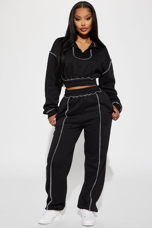 Staying Connected Half Zip Lounge Jacket - Black