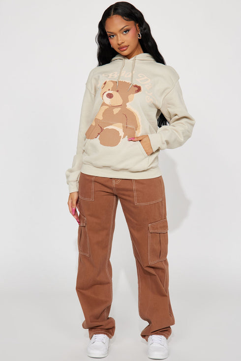 No Bad Days Teddy Bear Hoodie - Taupe