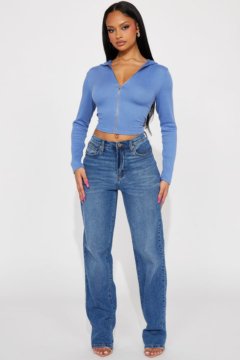 Better Days Crop Hoodie - Slate Blue
