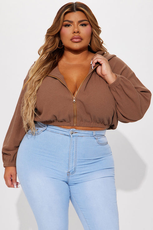 Divine Time Waffle Lounge Hoodie - Brown