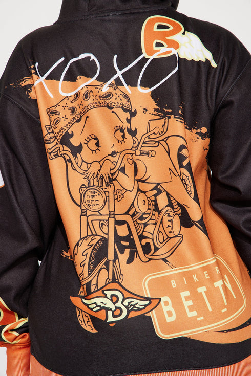 Live Like Betty Graphic Hoodie - Black/Orange