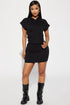 Marissa Hooded Mini Dress - Black