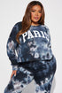 Paris Tie Dye Jogger Set - Navy/combo