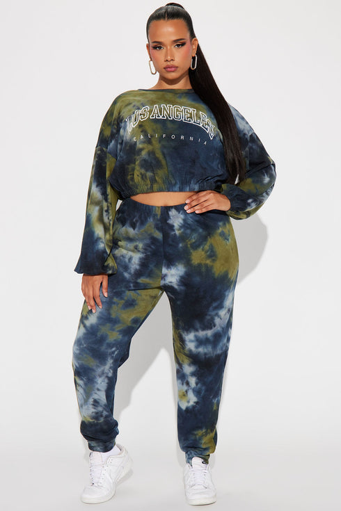Los Angeles Tie Dye Jogger Set - Olive/combo