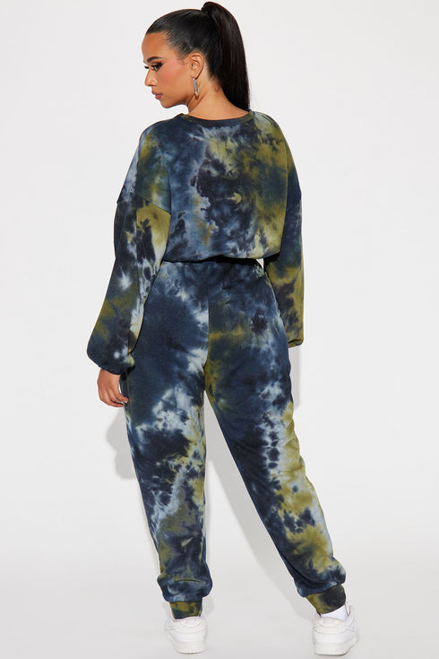 Los Angeles Tie Dye Jogger Set - Olive/combo