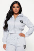Raiders Cropped Zip Hoodie - Heather Grey