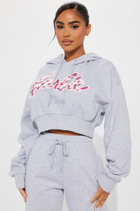 Barbie World Cropped Hoodie - Grey