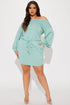 Just Chillin French Terry Mini Dress - Mint