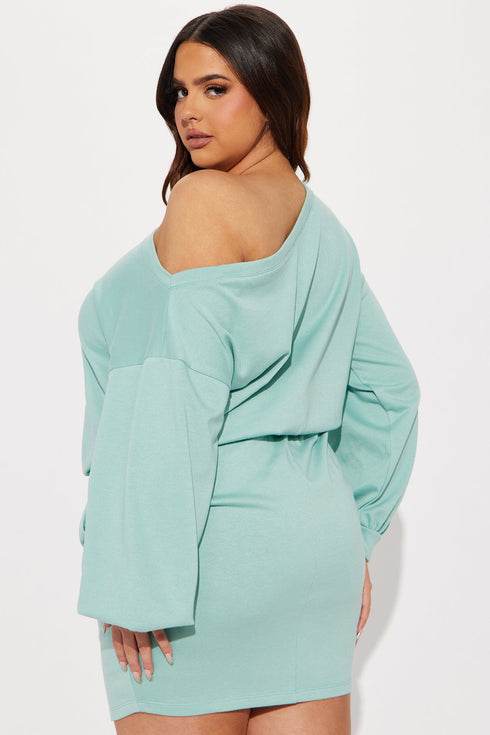 Just Chillin French Terry Mini Dress - Mint