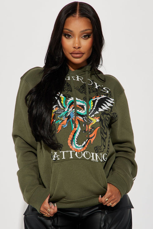 Ed Hardy Tattooing Hoodie - Olive