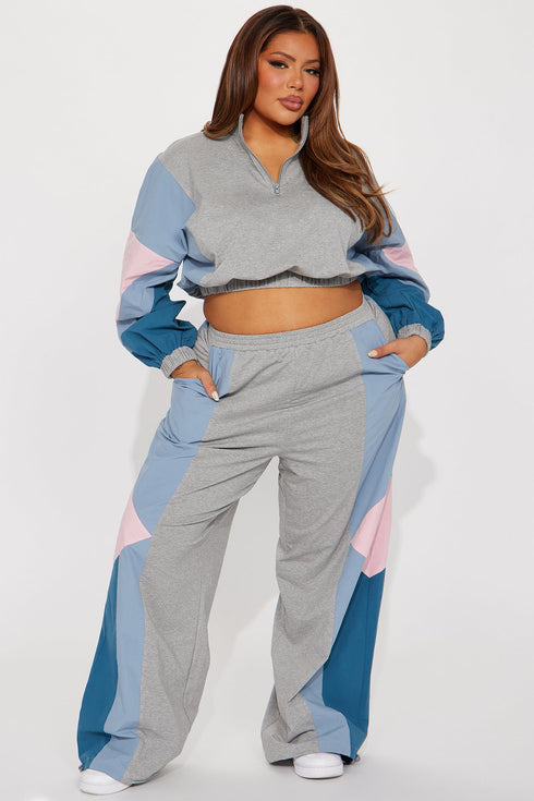 Coreen Colorblock Pant Set - Heather Grey
