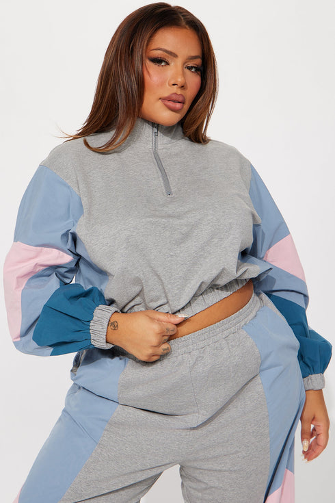 Coreen Colorblock Pant Set - Heather Grey