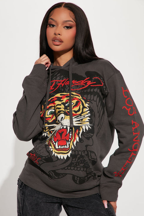Ed Hardy Tiger Hoodie - Charcoal