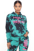 Positive Vibin' Tie Dye Oversized Hoodie - Teal/combo