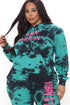Positive Vibin' Tie Dye Oversized Hoodie - Teal/combo