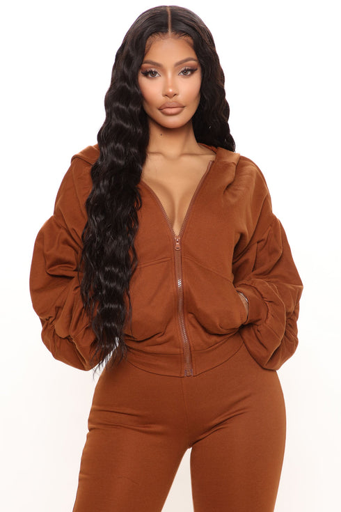 Good For You Ruched Pant Set - Brown