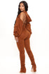 Good For You Ruched Pant Set - Brown
