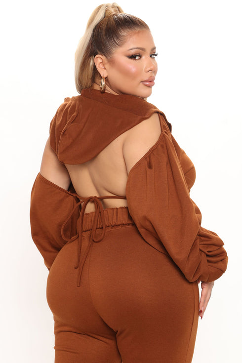 Good For You Ruched Pant Set - Brown