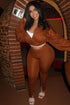 Good For You Ruched Pant Set - Brown